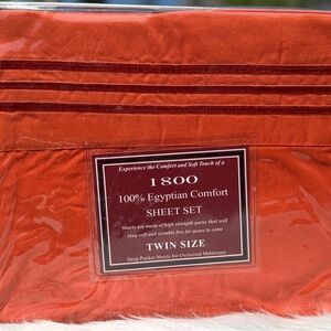 New Twin size bed sheets set,3PCS,deep pocket,Dark orange Egyptian Comfort